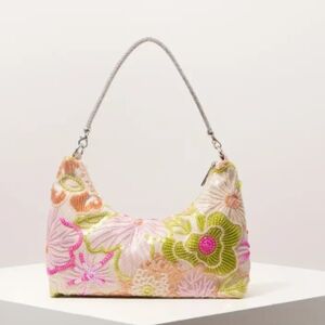 Floral Sequin Clutch - Pink and Green